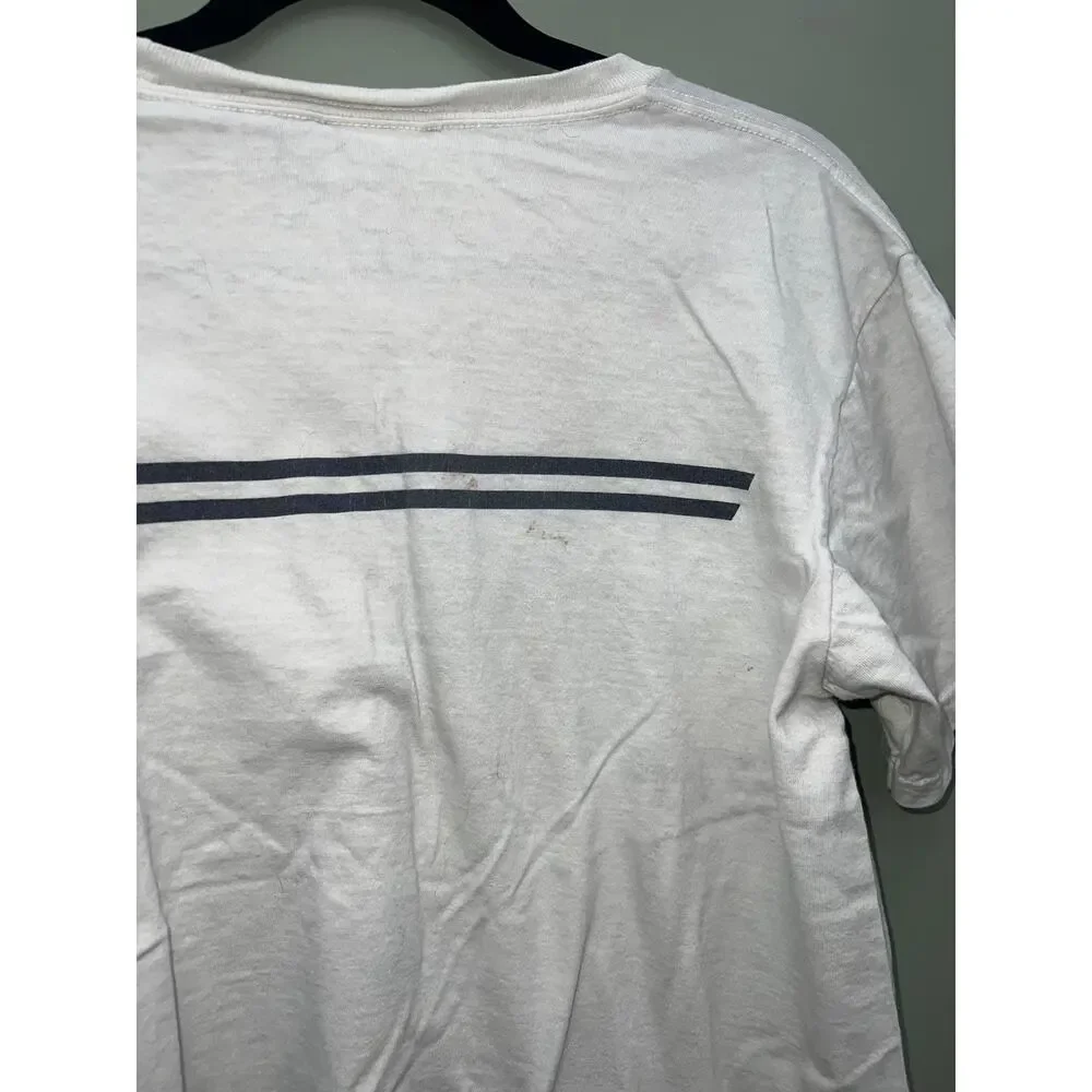 Nike Graphic Stripe Logo T Shirt White Short Sleeve Cotton Tee Small